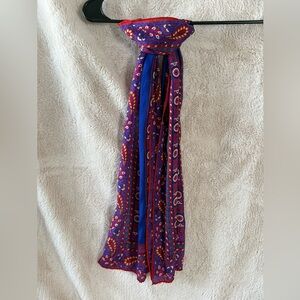 Bold & Beautiful Vintage Royal Blue & Multicolor Silk Scarf 52"x10"